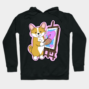 Cute Corgi Painter Hoodie